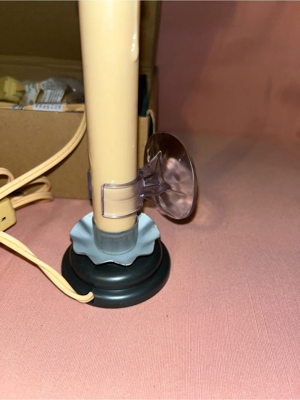 Taper Candle Lamp in Cream with Black Base plug in with on switch pk of 4